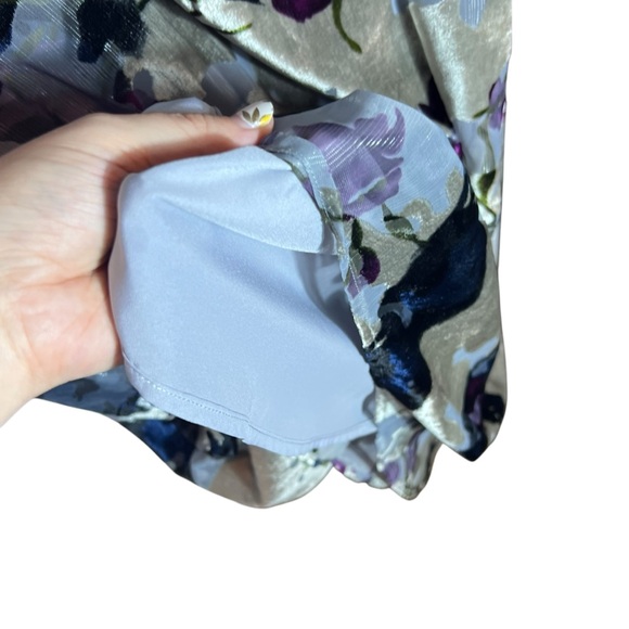 Soft Surroundings Annika Velvet Aster Grey Floral Midi Dress, Small - Picture 7 of 12